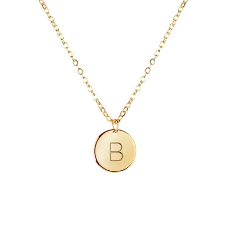 Gold Initial Necklace Initial Disc Necklace Mothers Day Gift Bridesmaid Jewelry Gift for Her (The Best Gift For Mom On Her Birthday)