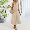 thumbnail image 1 of TaTaai Ladies V Neck Sleeveless Midi Dress Solid Color Casual Summer Slip Stretch Fabric Shift Everyday Basic Dress Gift, 1 of 9