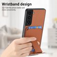 thumbnail image 4 of Magnetic Carbon Fiber Case for Samsung Galaxy S24 Plus with Holder Kickstand, Fiber Texture Wallet Phone Case with Card Holder Durable Military Grade Protection Cover for Galaxy S24 Plus, Brown, 4 of 10