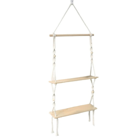 Meitianfacai Hanging Shelves For Wall Wood Window Plant Shelves 3 Tier Wall Hanging Shelf Rustic Hanging Wall Shelves Room Decor For Indoor Decorative Hanging Rope Shelves For Bedroom