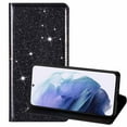 thumbnail image 1 of Allytech Galaxy S22 Case Glitter, Bling Sparkle PU Leather Foldling Kickstand Shockproof Protection Anti-scratch Cards Holder Wallet Case Cover for Samsung Galaxy S22, Black, 1 of 4