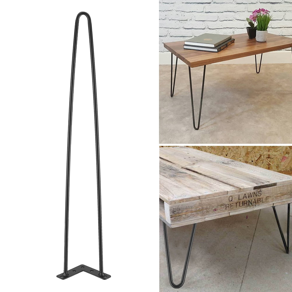 18" 2-Rods DIY Hairpin Table Legs Industrial Iron Desks Chairs Leg Set of 4 