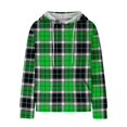 thumbnail image 6 of Women's Fashion Loose Hooded Pullover Long Sleeve Plaid Sweatshirt with Drawstring Drop Shoulder and Pocket Print,Green,XL, 6 of 6