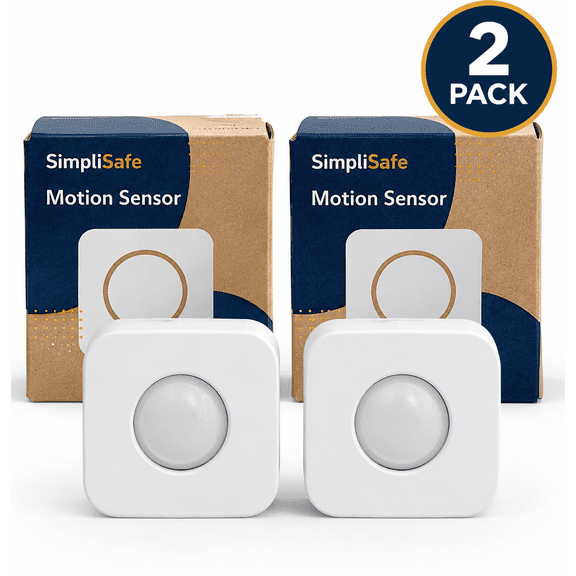 SimpliSafe Motion Sensor White CA001 Gen 2 Wireless Indoor Motion Sensor, 2 Pack