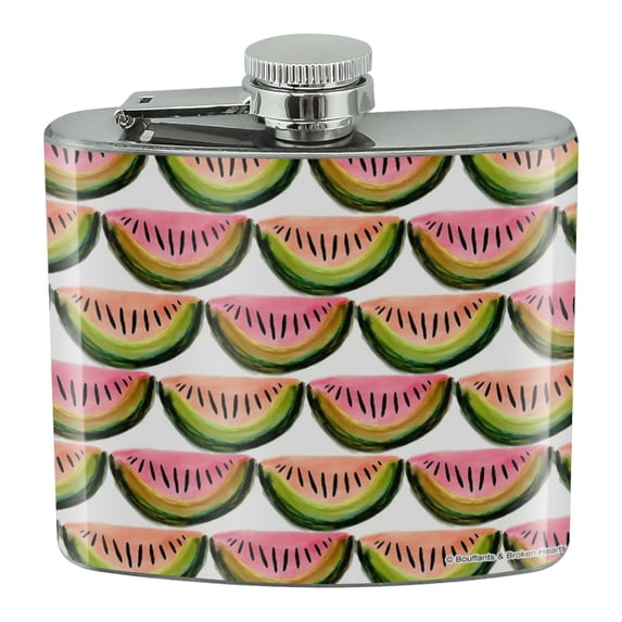 Watercolor Watermelons Stainless Steel 5oz Hip Drink Kidney Flask