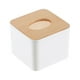 thumbnail image 1 of Caja de pañuelos, cubierta de madera extraíble, soporte de pañuelos de plástico, caja de pañuelos de plástico, diseño elevado, 1 of 2