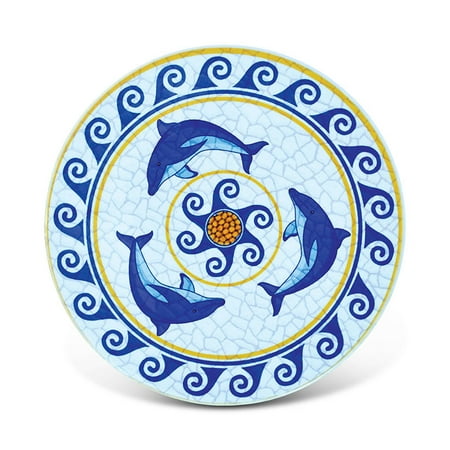 Coastal Accessories Puzzled Ceramic Coaster ?Mosaic Blue Dolphin?, 0.25 Inch Thick Intricate & Meticulous Detailing Art Handcrafted Decorative Drinkware Coasters Coastal Ocean Sea Life Themed Home & Kitchen Accessory ()