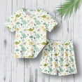 thumbnail image 2 of Odeerbi Kids Boys Girls Two Piece Outfits Summer Clothes Fashion Casual Dinosaur Cartoon Printed Round Neck Short Sleeve Tops Shorts Set White, 2 of 3