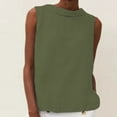 thumbnail image 2 of Sijiajgjfu Women Cotton Linen Sleeveless Crop Tank Tops Crew Neck Collared Shirt Casual Solid Color Loose Fit Comfy T-Shirt Blouse Tanks Army Green XXXL, 2 of 7