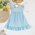 thumbnail image 4 of Girls' Dresses Toddler Kids Girls Summer Flowy Sleeveless Ruffle Dress with 3D Rose Embroidery Toddler Girl Dress Light Blue 4 Years-5 Years, 4 of 7