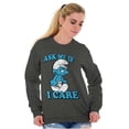 thumbnail image 3 of Grouchy Smurf Ask Me If I Care Grump Sweatshirt for Men or Women Brisco Brands S, 3 of 6