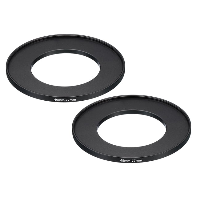 Uxcell Anillo de Adaptador de Filtro de Lente de Cámara de 49mm-77mm, Paquete de 2, para Capuchas de Lentes de Cámara, Negro