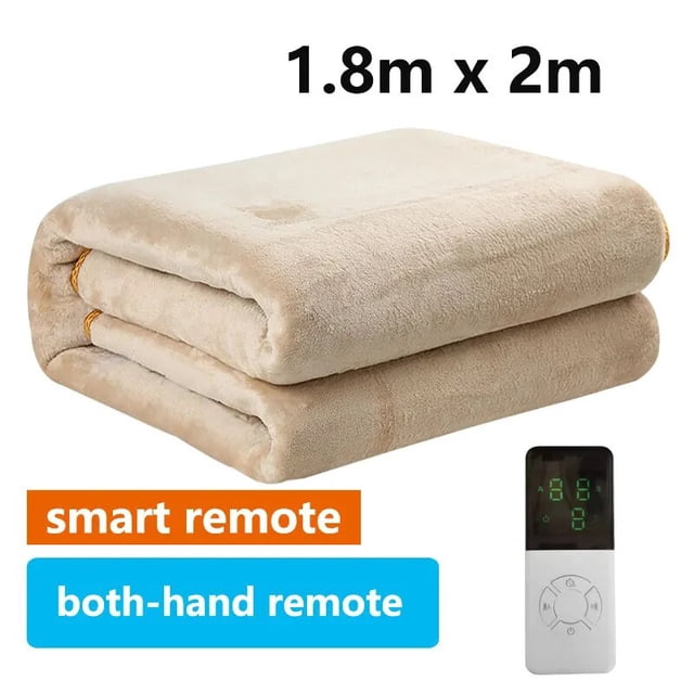 Mantas térmicas inteligentes para 2 personas, manta eléctrica con calefacción remota, nivel de cama de franela doble, temperatura, 9