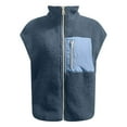 thumbnail image 4 of YDFCWXW Womens Fuzzy Fleece Vest Oversized Sleeveless Sherpa Jacket Casual Warm Outerwear With Pockets Fall Fashion Clothes (Blue, XL), 4 of 5