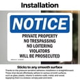 thumbnail image 3 of (2 Pack) Private Property No Trespassing No Loitering OSHA Notice Sign, 3 of 7