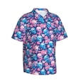 thumbnail image 2 of Hawaiian Shirt For Men, Pink Blue Flower Skull Mens Button Down Short Sleeve Shirt, Summer Beach Shirts For Men, 2 of 2