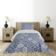 thumbnail image 3 of Ambesonne Moroccan Quilted Coverlet 2 Pcs, Old Retro Tiles, Twin Size, Grey Blue, 3 of 4