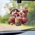 thumbnail image 4 of Cute Car Accessories,Acrylic Two Little Pigs Drinking Milk Tea Pendant Car Rearview Mirror Decoration Pendant Backpack Keychain Accessories,Keychains for Backpacks,Mirror for Car, 4 of 7