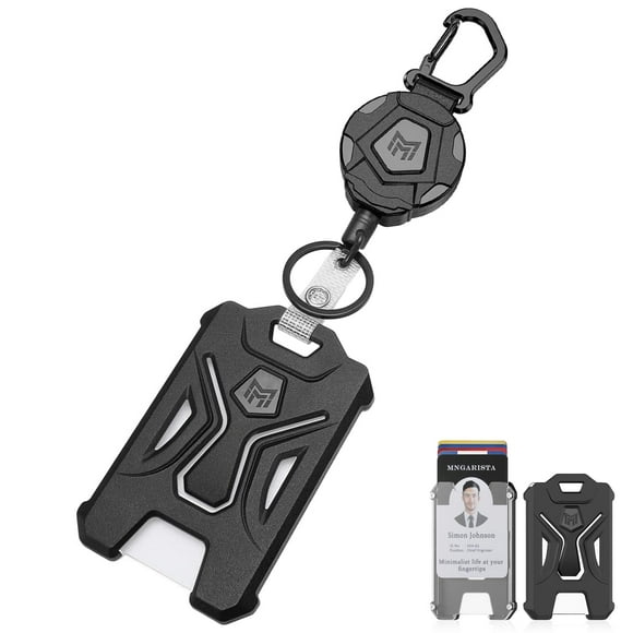 Portatarjetas retráctil MNGARISTA con carrete de 31.5 pulgadas, negro