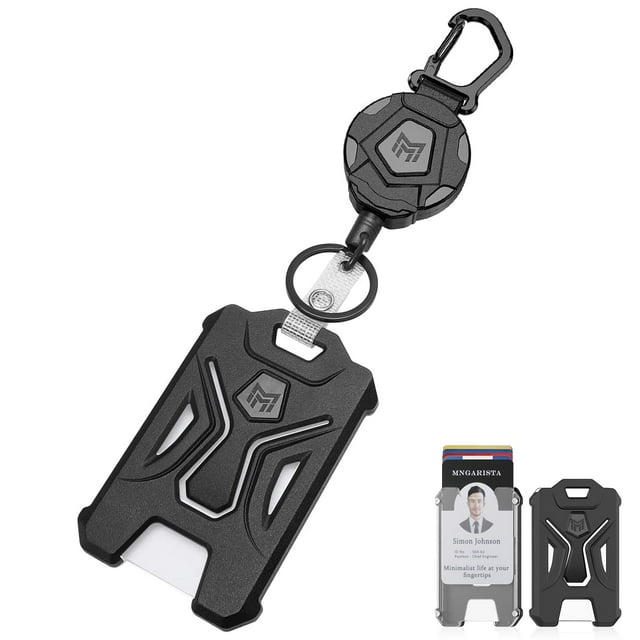 Portatarjetas retráctil MNGARISTA con carrete de 31.5 pulgadas, negro