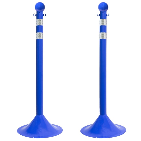2 Inch Blue Reflective Light Duty Stanchion (2 Pk)