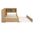 thumbnail image 5 of Euroco Wood Twin Size Daybed with Trundle, Storage Cabinets with Shelves and Charging Station Sofa Bed, Natural, 5 of 15