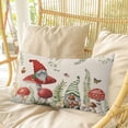 thumbnail image 4 of Gnomes Mushroom Pillow Covers, Linen Long Throw Pillow Case, Farmhouse Vintage Leaves Plants Butterfly Holiday Pillow Protector Decorative Cushion Cover for Living Room/Bedroom 20" x 36", 4 of 8