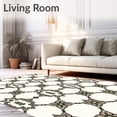 thumbnail image 2 of ODIKA 4'x6' Machine Washable Non-Slip Area Rug, Distressed Faded Latticework with Ornate Floral Details High Traffic Rug, White, 564212, 2 of 7