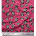 thumbnail image 1 of Soimoi Pink Rayon Crepe Fabric Life Begins After Coffee Text Decor Fabric Printed Yard 46 Inch Wide, 1 of 5