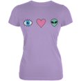 thumbnail image 1 of Eye Heart Aliens Juniors Soft T Shirt Lavender SM, 1 of 1