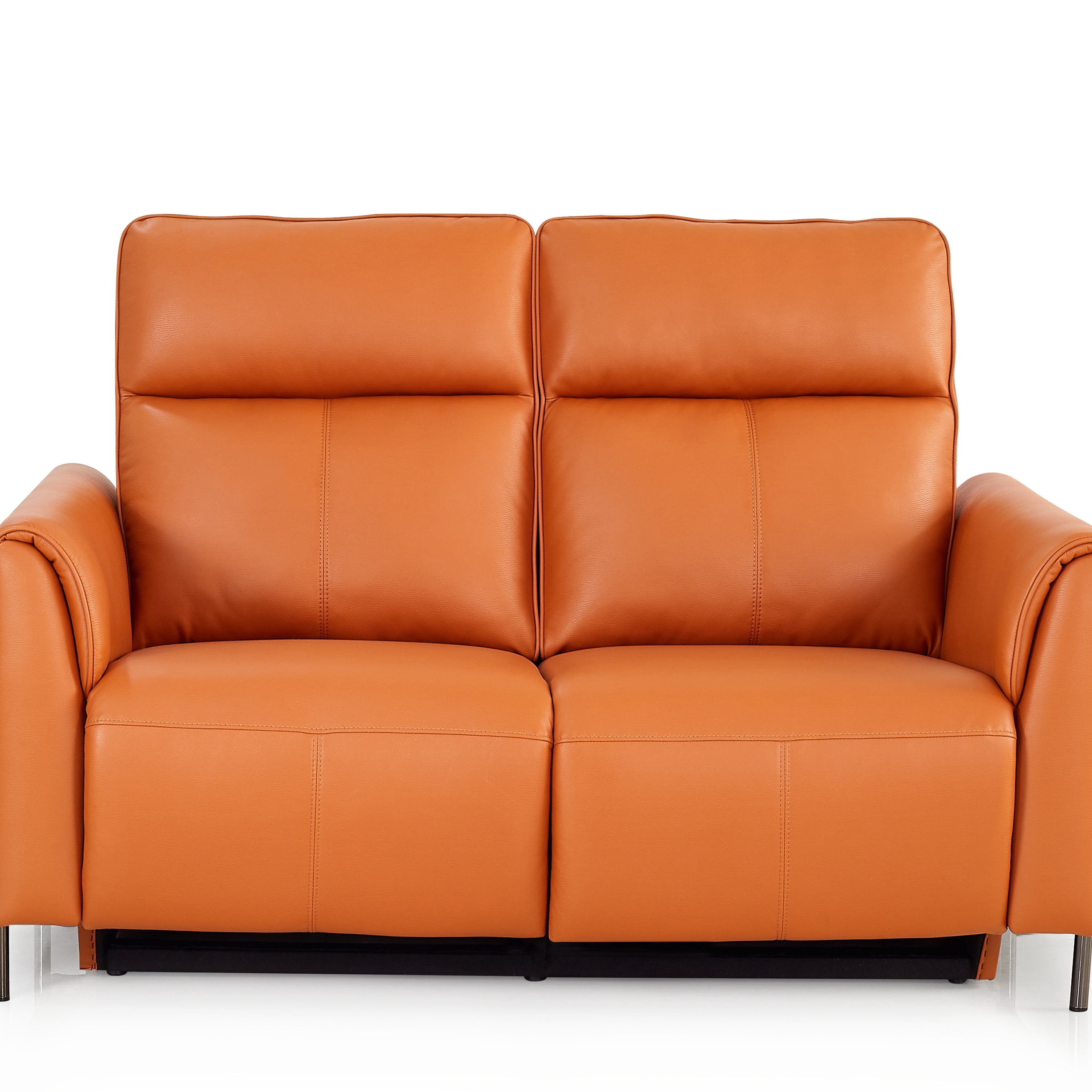 Modern Loveseat with Power Recliners and Head Control, Orange