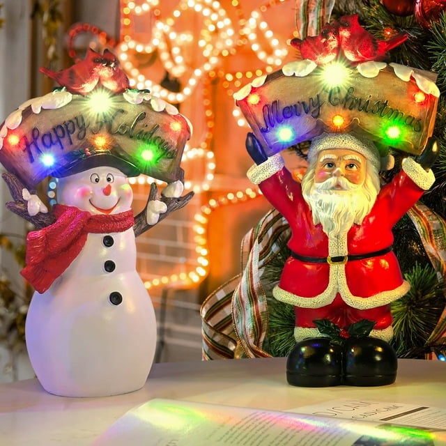Yescom Christmas Tabletop Decoration Snowman & Santa Claus Christmas Theme Wedding Home Party Tabletop Decoration 2Packs