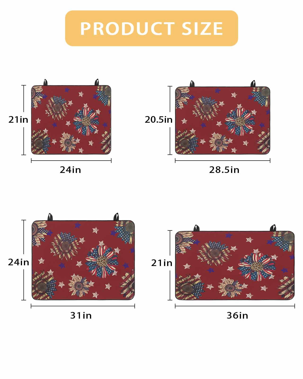 nqOlkjepod Large Induction Cooktop Protector Mat 36"x21", Independence Day Stove Top Covers for Electric Stove, Red Stars Stripes Sunflower Modern Stove Burner Cover Mats, Glass Top Stove Cover