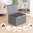 thumbnail image 2 of Paquete de 2 cajas de almacenamiento de zapatos, organizador con tapa y divisores ajustables para clóset, plegable y apilable, 2 of 4