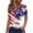 Blue, variant on Women's Patriotic 250th Anniversary USA Shirt V-Neck Button American Flag Print Short Sleeve T-Shirts