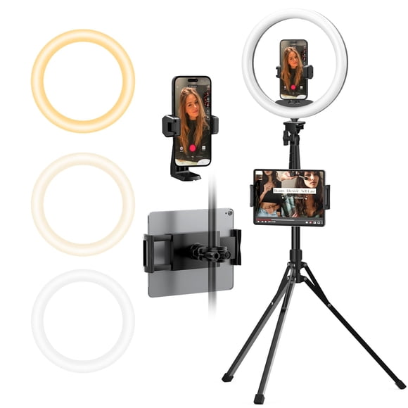 Ring Light uBeeSize 12 con soporte para trípode de 74 cm, iPad y soporte para teléfono