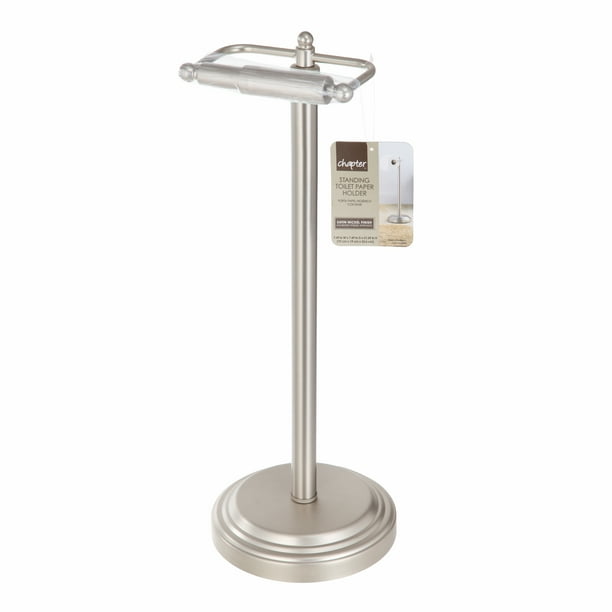 Chapter Standing Toilet Paper Holder, Satin Nickel Finish