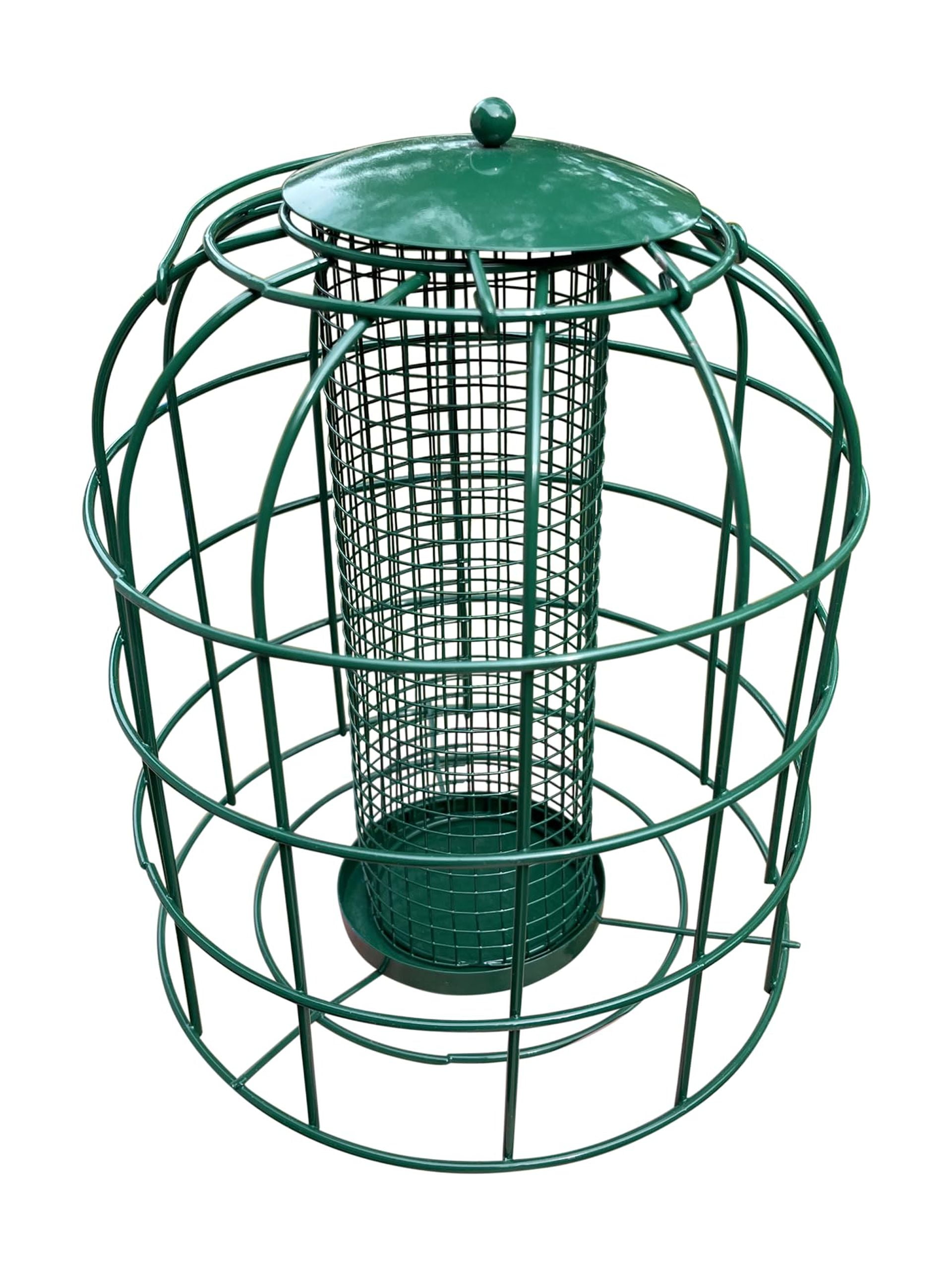 Garden Guru Squirrel Proof Bird Feeder – Outdoor Caged Mesh Seed Peanut Hanging Bird Feeder for Small Wild Birds – Premium Coated Steel & Metal Seed Guard - Chew Proof, Weather Resistant