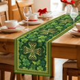 thumbnail image 5 of St Patricks Day Cotton Linen Table Runner for Dining Kitchen, Gold Green Shamrock Checkered Lucky Leaf Wedding Outdoor Party Tablerunners, Dresser Scarf Coffee Tablecloth Runners 13x70 Inches, 5 of 9