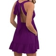 thumbnail image 4 of Sleeveless Solid Deep V-Neck Sexy Backless Mini Dress, 4 of 5