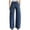 Dark Blue, variant on Women Solid Color Retro Washed Mid-Waist Loose Pleated Banana Style Versatile Jeans Active Athletic Casual Bottoms