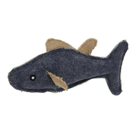 Durable Fish Plush Kitty Catnip Cat Toy, Black - Small