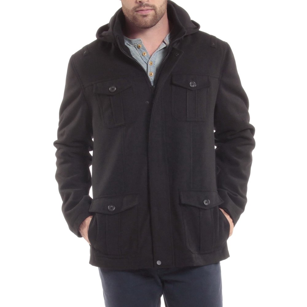 Alpine Swiss Alpine Swiss Noah Mens Wool Coat Parka with Removable