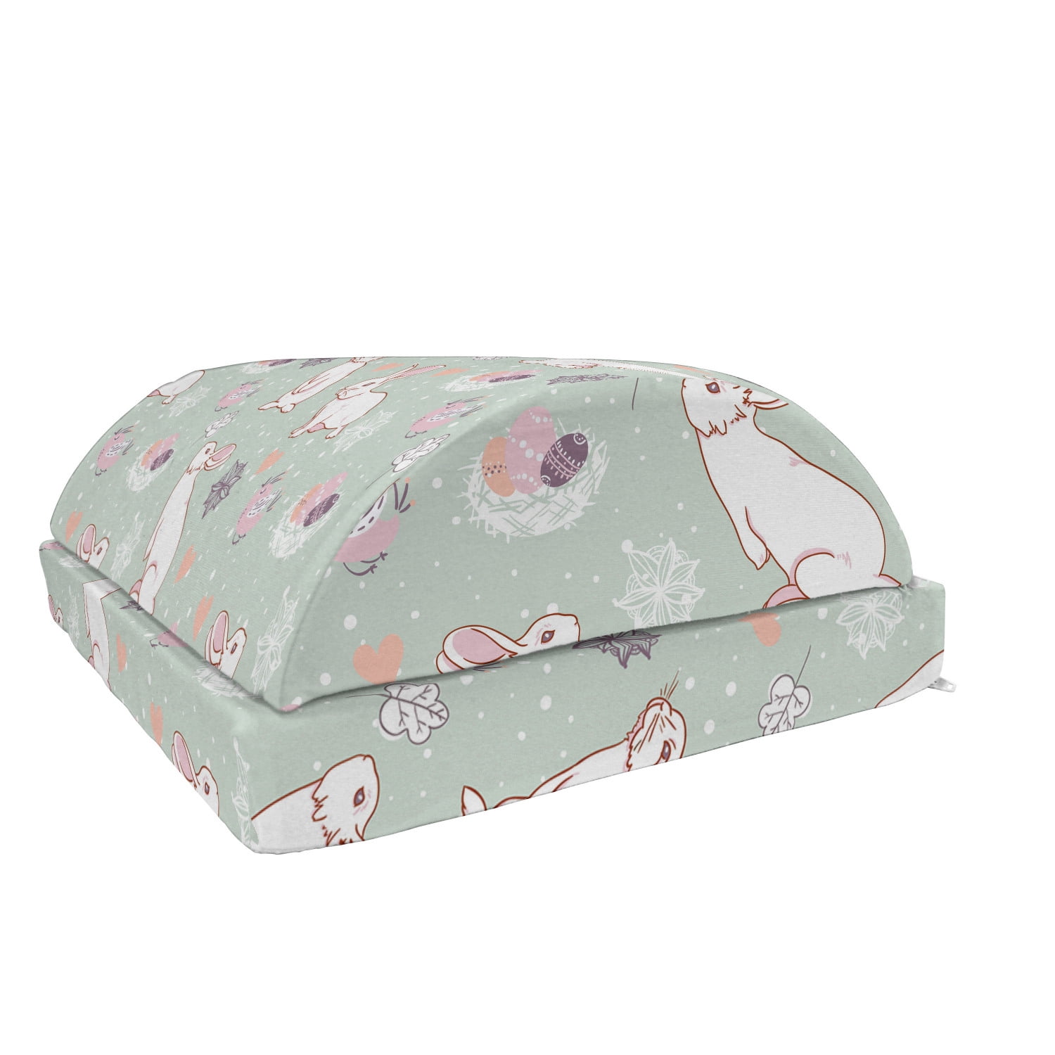 Easter Foot Rest, White Rabbits Smelling the Fresh Spring Air Flowers