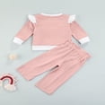 thumbnail image 4 of Infant Toddler Baby Girls Clothes Ruffles Long Sleeve Pullover Solid Sweatshirt Tops Pants 2PCS Sets Beige 6-12 Months, 4 of 8