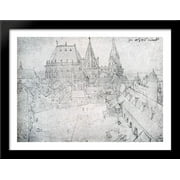 The Cathedral Of Aix-La-Chapelle With Its Surroundings, Seen From The Coronation Hall 38x28 Large Black Wood Framed Print Art by Albrecht Durer