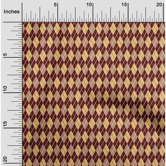 oneOone Cotton Jersey Maroon Fabric Argyle Check Dress Material Fabric Print Fabric By The Yard 58 Inches Wide