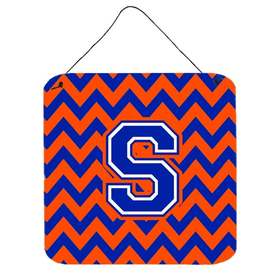 Carolines Treasures CJ1044-SDS66 Letter S Chevron Orange and Blue Wall or Door Hanging Prints 6HX6W multicolor