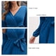 thumbnail image 1 of Women Long Sleeve Dress Women Dress Lantern Sleeve High Waist Belted Pleated Wrap V Neck Dress For Winter Fall Lady Girls Blue XL ANGGREK Otros, 1 of 6