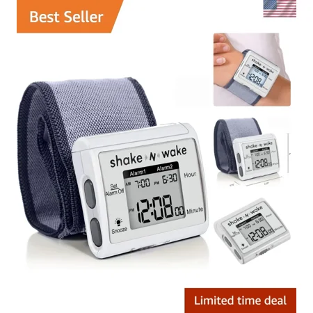 Shake N Wake Silent Alarm Watch - Lightweight Vibrating Clock with Snooze
